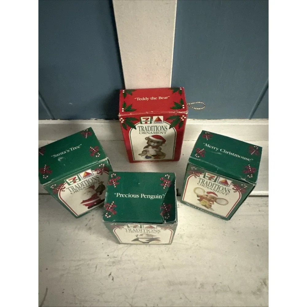 1993 7-Eleven Citgo Traditions Ornament Mixed‎ Lot Of 4 Ornament Lot New